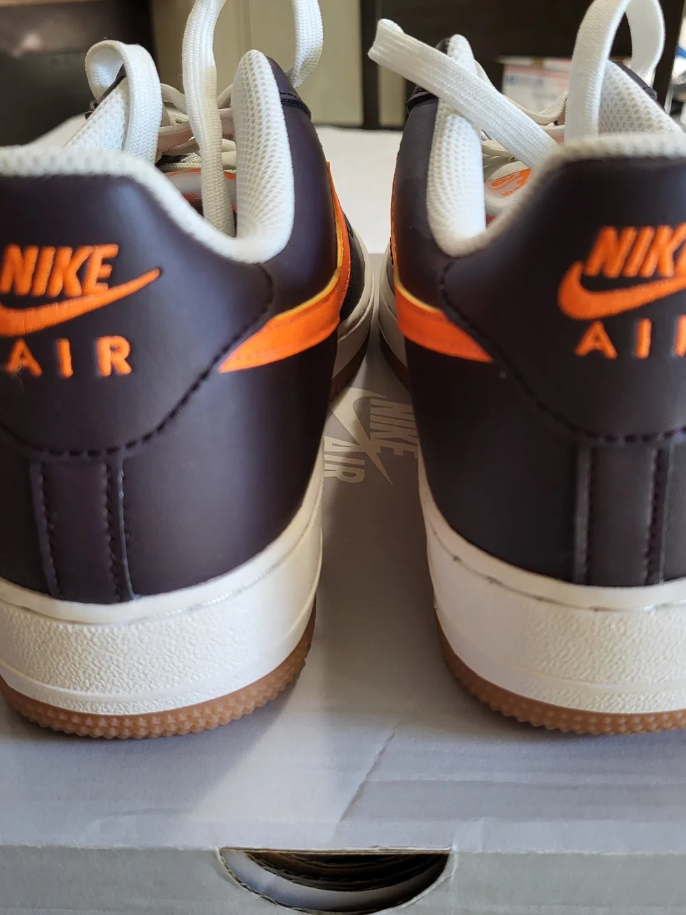 *NEW* Nike Air Force 1 GS White Orange Blue Leather Sneakers Kids 7Y Women's 8.5